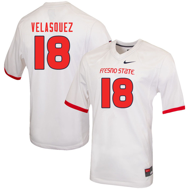 Men #18 Danny Velasquez Fresno State Bulldogs College Football Jerseys Sale-White